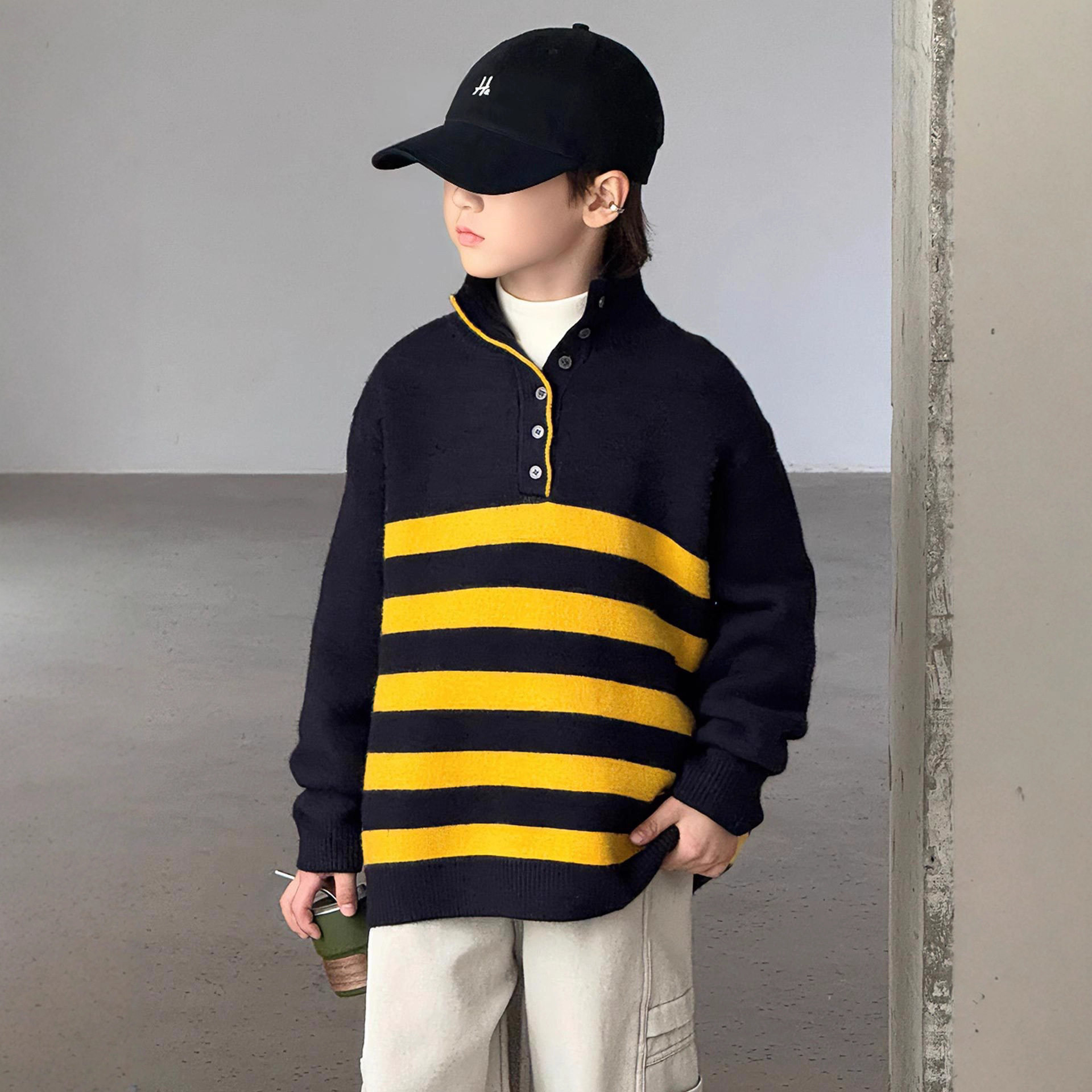 儿童装男童冬季加厚毛衣新款中大童秋冬款男孩冬装针织打底衫，童装毛衣，摩比熊