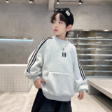 男童加绒卫衣一体绒款新款大儿童冬季加厚上衣男孩冬装潮，童装卫衣/绒衫，摩比熊