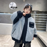 男童加厚外套秋冬款新款儿童冬季羊羔绒毛毛衣中大童帅洋气潮，童装外套，摩比熊