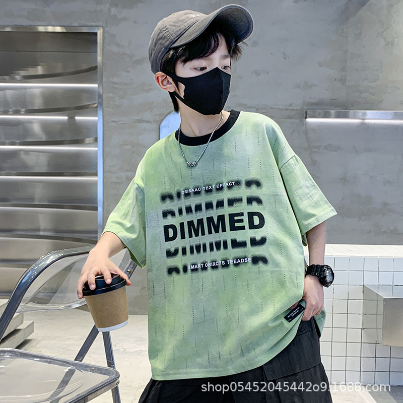 男童短袖t恤新款夏季薄款男孩纯棉体恤大童夏装儿童半袖上衣T，童装T恤，摩比熊