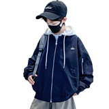 男童秋冬款夹棉连帽风衣外套大童冬季薄棉衣男孩上衣，童装外套，摩比熊