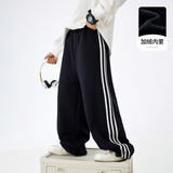 男童冬装直筒阔腿加绒加厚一体绒运动裤新款儿童男孩休闲裤子，童装裤子，摩比熊