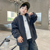 男大童秋冬摇粒绒加厚外套新款儿童装男孩冬季酷帅加绒衣服潮，童装外套，摩比熊