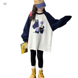 女童加绒卫衣裙新款卡通印花长袖T恤中大童撞色插肩上衣，童装卫衣/绒衫，摩比熊