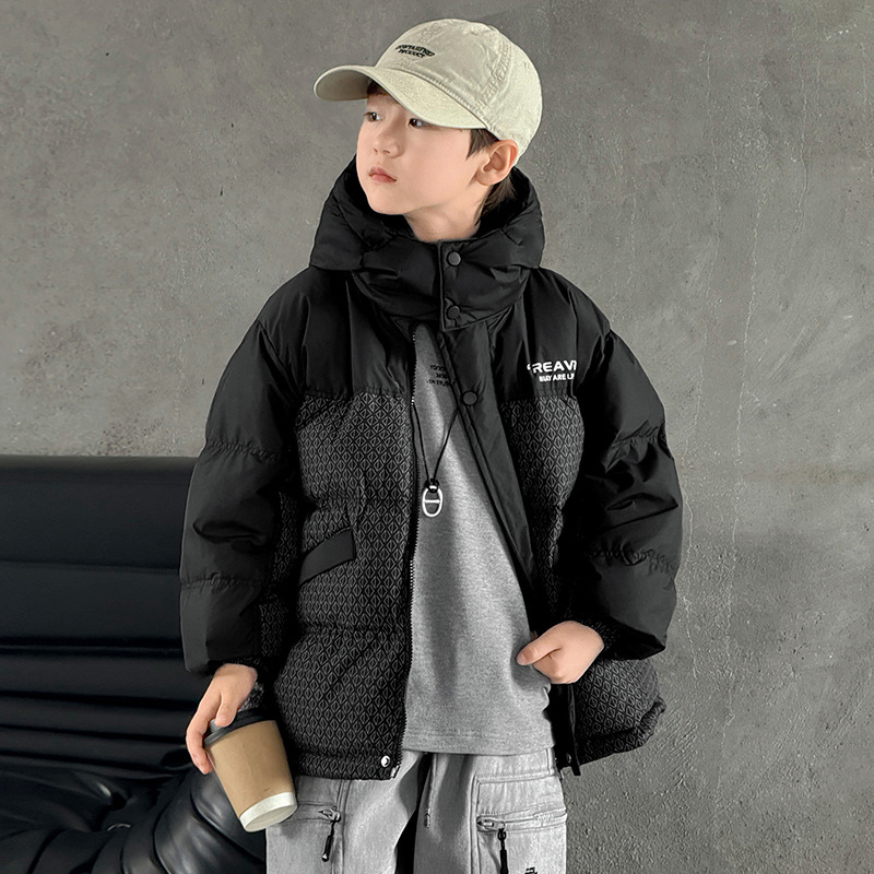 儿童装男童冬装棉衣外套新款中大童冬季棉服男孩加厚保暖棉袄，童装棉衣，摩比熊