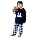 儿童休闲加绒家居服新款秋冬季时髦加厚睡衣两件套冬季套装潮，童装家居服（睡衣），摩比熊