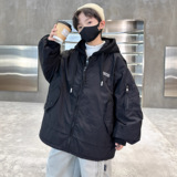 儿童装男童加厚外套秋冬款新款男孩夹棉中大童工装棉服冬季潮，童装外套，摩比熊