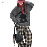 女童卡通毛衣秋冬新款小兔针织衫中大童休闲内搭长袖上衣，童装毛衣，摩比熊