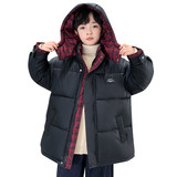 童装冬装格子领连帽棉服男童加厚棉衣中大童洋气假两件棉袄潮，童装棉衣，摩比熊