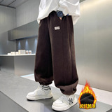 男童灯芯绒裤子加绒秋冬款新款加厚冬季长裤休闲中大儿童男孩，童装裤子，摩比熊