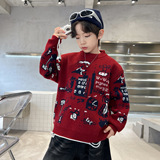 男童毛衣新款秋冬款男孩大儿童冬装套头加厚上衣洋气针织衫潮，童装毛衣，摩比熊