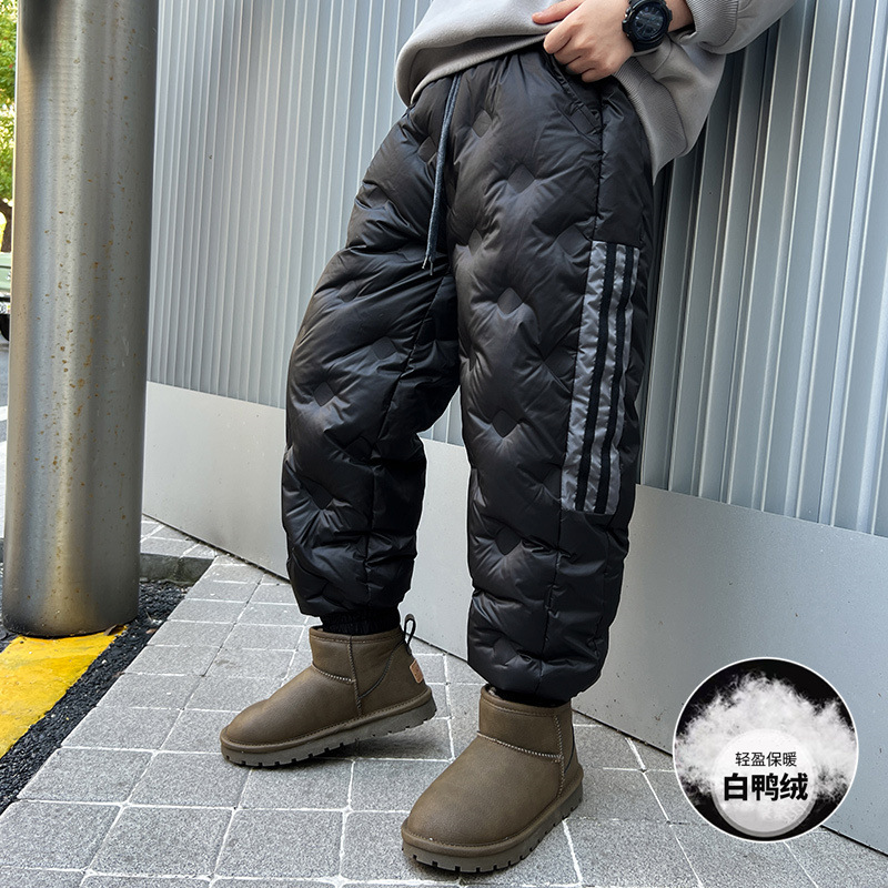 男童冬季羽绒裤子中大童韩版休闲羽绒裤男孩秋冬保暖长裤，童装裤子，摩比熊