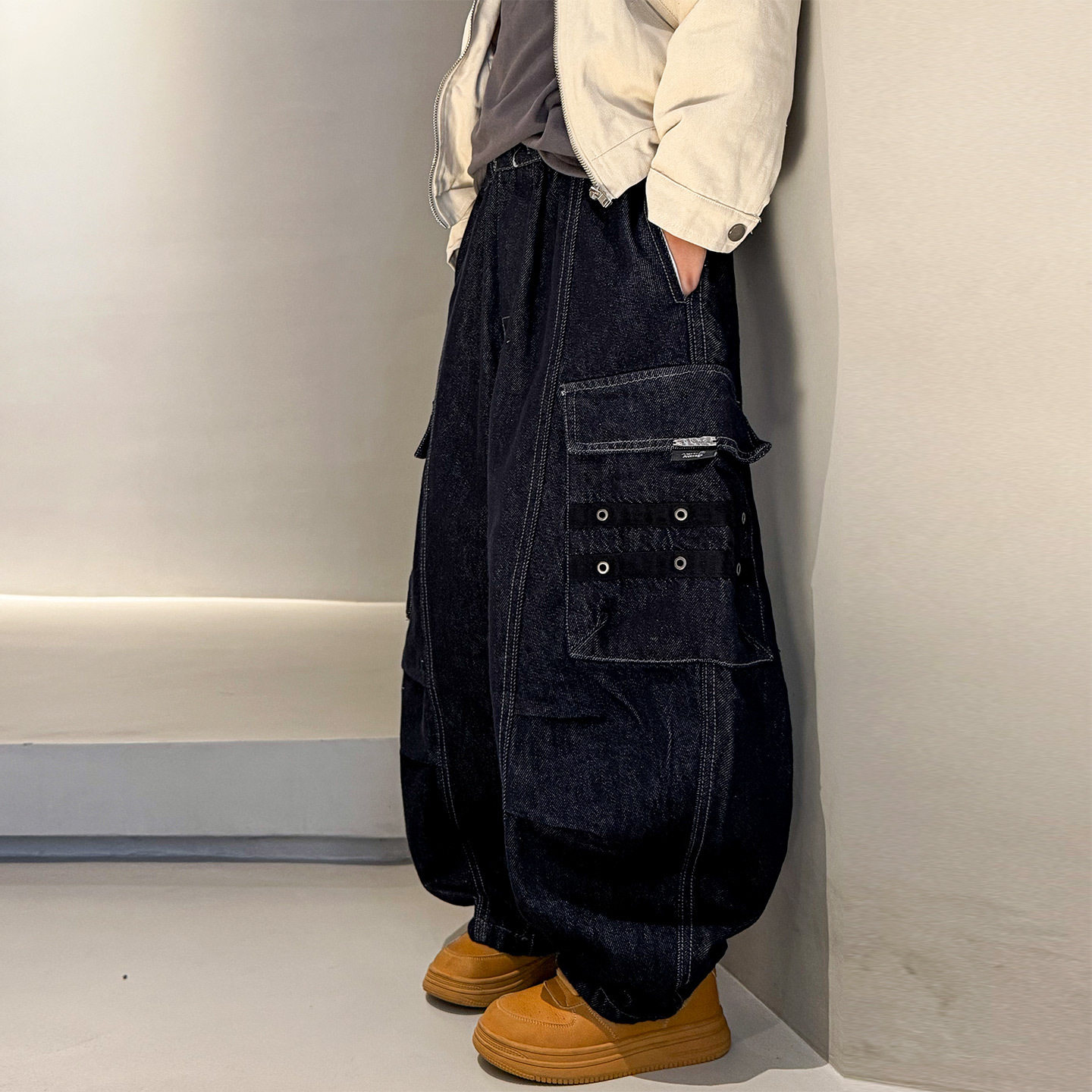 男童裤子冬季加绒加厚一体绒儿童牛仔裤秋冬新款大童装冬装潮，童装裤子，摩比熊