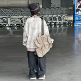 男童时髦休闲加绒卫衣新款季中大儿童男孩加厚套头衫潮牌，童装卫衣/绒衫，摩比熊