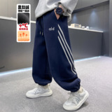 男童加绒裤子新款秋冬款一体绒男孩加厚运动冬季大儿童潮，童装裤子，摩比熊