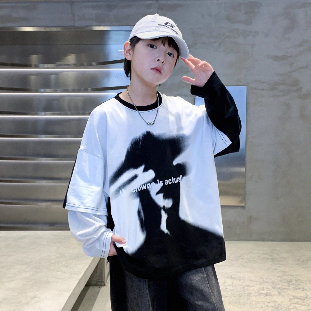 儿童装男童秋装卫衣新款秋款t恤秋季男孩上衣中大童打底衫潮，童装T恤，摩比熊