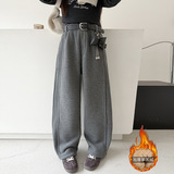 女童羊羔绒裤子冬季加厚新款儿童一条过冬特厚大童加绒阔腿裤，童装裤子，摩比熊