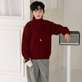 男童秋冬款毛衣新款中大童冬装男孩冬季加厚儿童半高领毛线衣，童装毛衣，摩比熊