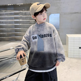 男童冬装加绒卫衣扎染新款加厚保暖一体绒痞帅儿童半高领上衣，童装卫衣/绒衫，摩比熊