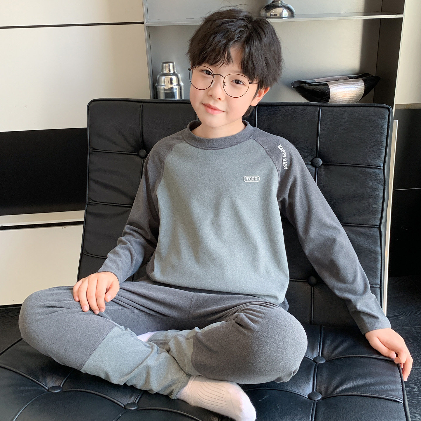 男童冬季秋衣秋裤套装新款中大童秋冬款男孩德绒保暖儿童内衣，童装家居服（睡衣），摩比熊