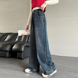 女童裤子加绒款新款儿童洋气时髦牛仔裤中大童女孩秋冬阔腿裤，童装裤子，摩比熊