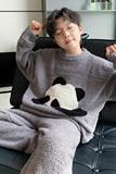 新款秋冬季时髦休闲加绒加厚家居服中大儿童男童睡衣套装潮牌，童装家居服（睡衣），摩比熊