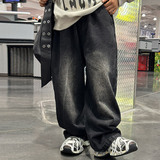 男童秋冬装裤子新款中大童秋款男孩加绒宽松儿童直筒牛仔裤潮，童装裤子，摩比熊