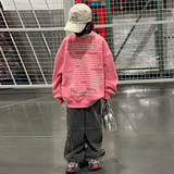 新款男童款休闲字母加绒卫衣中大儿童男孩深秋炸街上衣潮，童装卫衣/绒衫，摩比熊