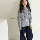 女童毛衣秋冬加厚新款洋气女孩圣诞针织衫中大童韩版波点上衣，童装毛衣，摩比熊