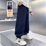 儿童装男童冬季一体加绒裤子新款初中生大童秋冬加厚运动，童装裤子，摩比熊