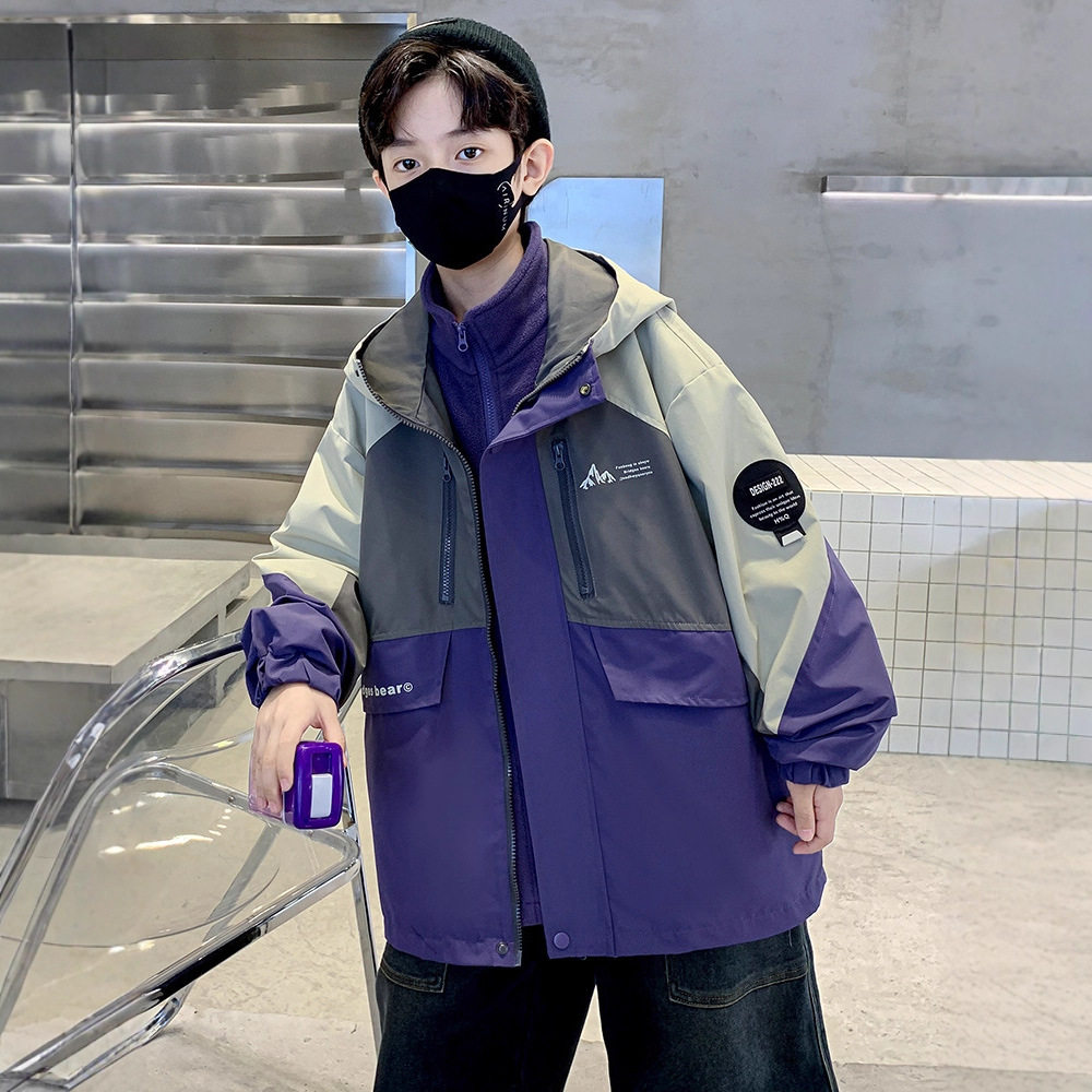 男童外套秋冬新款儿童户外运动三合一冲锋衣摇粒绒上衣潮，童装外套，摩比熊