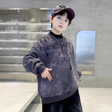 男童卫衣春款新款冬季男孩加绒加厚上衣中大儿童装冬装潮，童装卫衣/绒衫，摩比熊