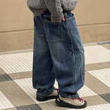 童装男童加绒牛仔裤冬季新款儿童加厚裤子大童冬装保暖长裤潮，童装裤子，摩比熊