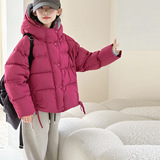 女童连帽棉服新款冬装儿童保暖外套中大童洋气时髦手塞棉棉衣，童装棉衣，摩比熊