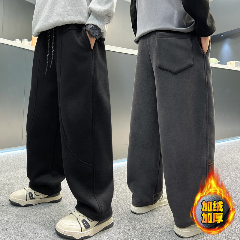 男童加绒裤子运动裤秋冬款初中生男孩大童冬季一体绒弯刀裤潮,童装裤子,摩比熊 男童加绒裤子运动裤秋冬款初中生男孩大童冬季一体绒弯刀裤潮,童装裤子,摩比熊