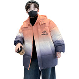 男童冬装渐变格子绣花宽松棉衣大童冬季新款加厚棉袄服潮，童装棉衣，摩比熊