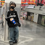 男童韩版字母条纹加绒卫衣新款季中大儿童时髦休闲上衣潮，童装卫衣/绒衫，摩比熊