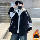 童装男童秋冬夹棉连帽外套新款大童冬季三合一可拆卸冲锋衣潮，童装棉衣，摩比熊