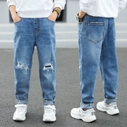 Quần jeans lỗ lửng 2019 trẻ em lớn mới phiên bản Hàn Quốc của quần cotton cotton - Quần jean