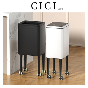 高颜值厨房垃圾桶高脚可移动家用客厅大容量免弯腰新款 专用卫生桶