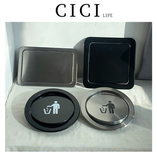 台面嵌入式 垃圾桶不锈钢 垃圾桶盖摇盖翻盖厨房卫生间洗手台隐藏式