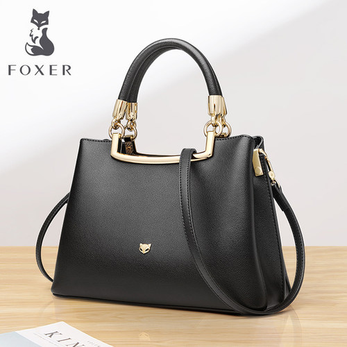牛皮真皮女包FOXER/金狐狸手提包
