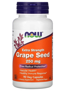美国NOW葡萄籽提取物250毫克90粒胶囊含余甘果芦丁粉 Grape Seed