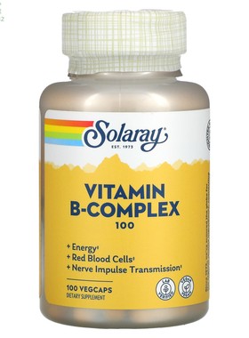 美国Solaray维生素B100胶囊含库拉索芦荟Vitamin B-Complex 100
