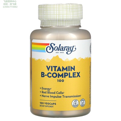 Solaray维生素B100含库拉索芦荟