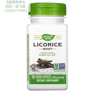 美国Nature's Way甘草根450毫克100粒全素胶囊消化 Licorice Root