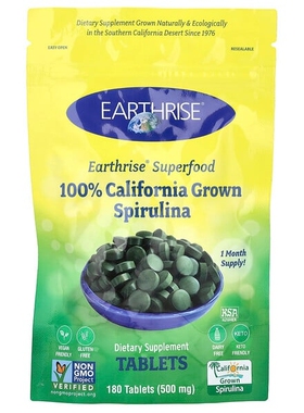 美国地升钝顶螺旋藻180粒施柏健Earthrise Spirulina天然免疫增强