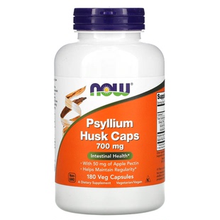 美国NOW车前子壳粉胶囊700mg 180粒含苹果果胶Psyllium Husk Caps