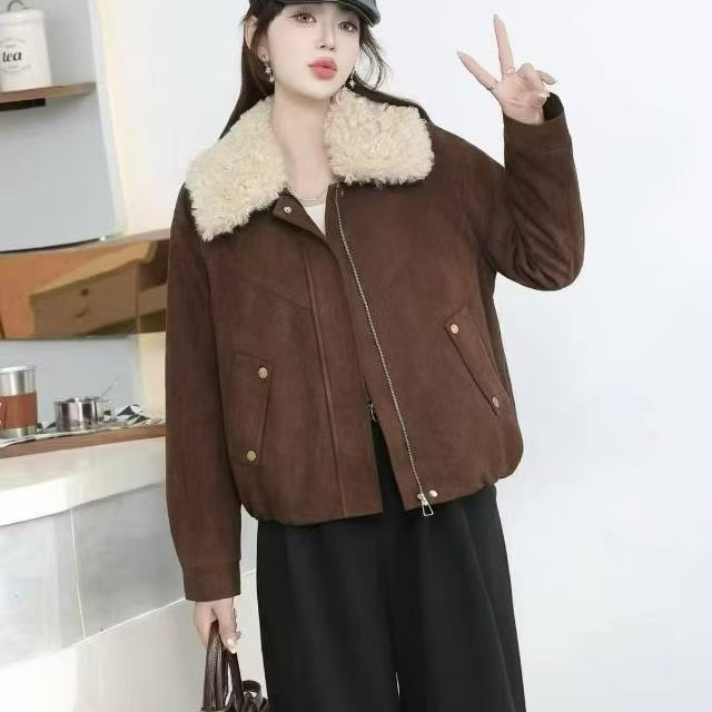 羊羔毛短款加厚外套派克服