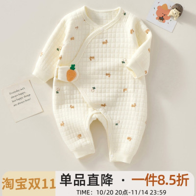 新生婴儿连体衣服保暖夹棉秋冬款